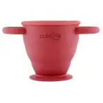 Cubkins Collapsible BPA Free Snack Cup for Above 6 month Baby, Infant and Toddler, Cherry/Spill Proof Transition Training Sipper/ 360 Degree Sippy Cups with Handles | Easy to Grip Miracle Cups for Toddlers/Kids/Children