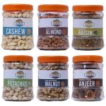Divyam Nuts Dryfruits Combo-Almond (Badam), Cashew (Kaju), Raisin (Kishmish), Figs (Anjeer) and Pistachios (Pista0 Pack Of 6