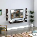 Carlet Engineered Wood Wall Mount TV Entertainment Unit (Wenge/White) (Ideal upto 40 Inch) (D.I.Y)