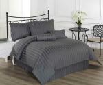 Ans 230 TC 100% Cotton Satin Strip Bedsheet Grey Color King Size Bedsheet with Two Pillow Cover