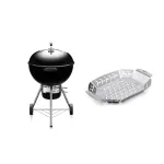 Combo of Weber Charcoal Grill Original Kettle Premium GBS 57cm Black and Weber-Grill Basket - Medium