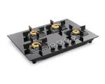 Padmini CS 406 GL IB HF Auto 4 Burner Built in Hob Black ISI Certified (1 HF, 2 Big, 1 Small Burner)