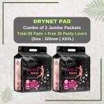 Cailin Care Leakage Free Sanitary Pads Sanitary Napkins (80 Pad+20 Liner | XXXL | 320mm)