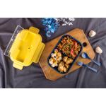 UNICEPT 3 Compartment Lunch Box with Spoon for Boys and Girls Leakproof School Tiffin Box(900ml, Yellow)