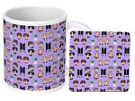 NH10 DESIGNS BTS Printed Mug, BTS Coaster Gift for Girls Boys Friends Birthday Gift Tea Coffee Mug 350ml, Music Band V Suga J-Hope Jungkook, (Pack of 2) (BNWMC 9)