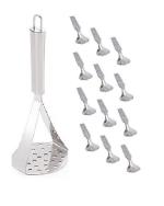 Stainless Steel Big Potato Masher With Steel Stainless Spoons Set and Multicolour, Pack of 2