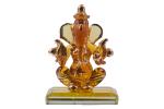 Craftfry Handicraft Glass ganesh ji for Home & office Decor Showpeice - 7cm (Golden)