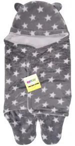 Kwitchy Printed Single Hooded Baby Blanket for Mild Winter 