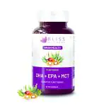 Bliss Welness Vegan Omega 3 - 60 capsules| Marine Algae Extract with EPA DHA &MCT | Nourish Brain, Heart, & Overall Development 60 Vegetarian Capsules