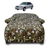 Auto Hub Hyundai Accent Car Cover with Mirror Pocket and Soft Cotton Lining,Waterproof Hyundai Accent Car Body Cover, Army Print