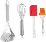 SINGING SPARROW Silver Steel Masher, Blender and Brush