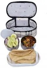 Nscc Topware Student Lunch Box 3 Containers Lunch Box (500Ml, Multicolor)With Insulated Designer Bag