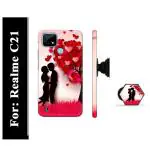 Mobi Elite Lovely Couple, Love, Heart Printed Hard Back Cover Case with Mobile Holder, Pop holder, Pop socket for Realme C21