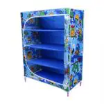 Little Ones Jungle Blue Shelves Baby Foldable Wardrobe With 4 Shelves