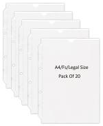 Shining Zon PVC Margin Punch Folder File Plastic Sheet Extra Thick Sleeves Folder File for Fs Size Document Certificate with 2 Punch Holes & Tab Cut Transparent (Pack of 20)