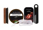 Sheppits Premium Shoe Shiner (Neutral), Shoe Polish (Brown), Shoe Horn (Black), Shoe Brush, & Sneakers Sports Shoes Laces (White) Combo | Shoe Care Kit