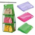 axaka 6 Pocket Handbag Hanging Bag Storage Organizer Purse Tidy Closet Purse Organizer
