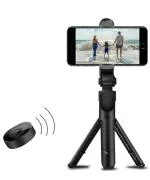 Potasa Black Stainless Steel, ABS 3 in 1 Multifunctional Selfie Stick with Tripod Stand