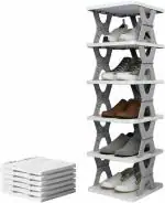 JMC 6 Layer Shoe Rack Design Lightweight Adjustable Plastic Foldable Shoe Cabinet Storage Portable Folding Space Saving Shoe Organizer Home and Office