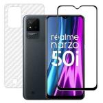 Hobbytronics Realme Narzo 50I Black Scratch Resistant, Anti Fingerprint with Bubble Proof, Tempered Glass and Back Screen Protector (18 x 10 x 1.5 cm) pack of 2
