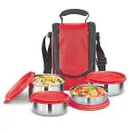 IDEAL PRIME Elegant Heavy Duty 4 Stainless Steel Container Lunch Box, Set of 4, 1500ml WIth Insulated Bag Pack | Spill Proof |Rust Proof Thermoware Lunch Box For Office/Travel/Outdoor Pack Of 1