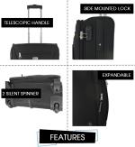 TIMUS MOROCCO UPRIGHT BLACK POLYSTER TROLLEY BAG 55 CM AND 75 CM