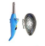 First Front Dolphine Shape Electric Gas Lighter With 1 Pcs Aluminum Momo Sancha and Multicolour, Pack of 2