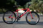 Addo India 26inch Sky Jump Matt Red Bicycle, Steel Mig Welded Frame, Regid Hibrid Frok, V Brake, Ideal For 13 Years, Tyre - 26 X 2.10