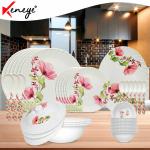 Keneye 40 Pieces Melamine Dinner Set - Elegant,Break & Stain Resistant,Dishwasher Safe,Designer Crockery Dinnerware In Exclusive Round Shape For Your Own Home Kitchen Or Gifting