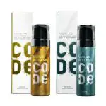 Wild Stone CODE Gold and Steel Body Perfume for Men, Pack of 2 (150ml each)|No Gas Deodorant|Long Lasting Body Spray