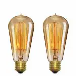 Desidiya Edison Tungsten Filament Antique Glass Light Incandescent Bulbs Vintage Base E27 Bulb Yellow Light for Home Decoration, Living Room, Hall, Balcony, Restaurant Bar Lighting (Pack of 2)
