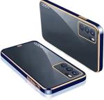 Clickaway Oppo F19 Pro Plus Back Cover Gold Electroplating Transparent Chrome Raised Edges Super Soft-Touch Bumper Case (Blue)