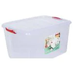 Aristo Multipurpose Plastic Storage Container Box With Wheels 70 Ltr (Clear,Transparent), 62 x 45 x 38 cm, Rectangular
