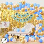 SHANAYA 34Pcs Blue White and Golden Birthday Rubber Balloons Combo For boys Kids Baby Birthday Decoration Items,Foil