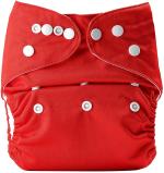 Mom's Pride Red Polyurethane Laminate Reusable Solid Pocket Cloth Diapers With Inserts