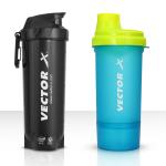 Vector X Super Shaker and Energy Shaker Combo Of 2 Protein Shakers