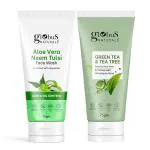 Globus Naturals Oil Control Face Wash Combo - Aloe Vera Face Wash & Tea Tree Face Wash, 75gm