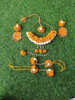 K&K KREATION FLOWER JEWELLERY FOR HALDI OR MEHNDI IN YELLOW COLOR