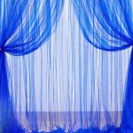 1iAM 4pcs Blue Decoration Net Curtains - Large Size, Stitched with Ribbon, Nylon Made, Reusable, Soft, Wrinkled Free, 8.5x5ft Each, Backdrop Net for Birthday, Anniversary Party Decoration