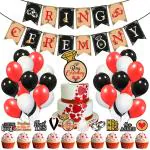 Zyozique 37 Pcs Ring Ceremony Decoration kit Bridal Shower Decorations for Wedding Engagement Theme Party Decorations Included Banner, Cake Topper,CupCake Topper and Balloon
