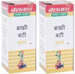 Baidyanath (Jhansi) Brahmi Bati with Gold Ayurvedic Medicine (2 Packs, 25 Tablets in Each Pack)