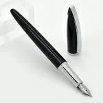 GOLD LEAF Jinhao 156 Elegant Shine Fine Nib Steel Grip Silver Clip Fountain Pen (Black)