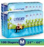 lyficare Classic Pants-Adult Diaper|Medium-100Pcs|Pack of 10|WaistSize:60-111 Cm|24 -44Inch Adult Diapers - M (100 Pieces)