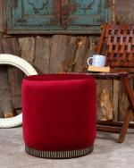 Shadowkart Pouffes Sitting Stool For Living Room, Mudda Puffy Wooden Ottoman Stools, Pouffe Footstool, Pouf For Office Home Decoration & Dressing Table, 16x16x18 Inch, Maroon