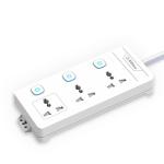EMBOX 10A Extension Board with Individual Switch-Multi Plug Socket with 3 Sockets-Power Strip Extension with Safety Shutter and Indicator-2 Meter Extension Cord-2500W (1.8 Meter Cable)