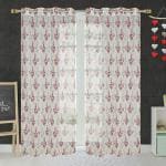 JARS Collections Set of 2 Net Sheer Wine Tissue floral Long Door Curtains(4x8 ft)