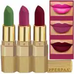 Perpaa Bold Maroon, Matte Magenta, Natural Pink Lipstick (Pack Of 3)