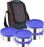 Granify A-370 Red Stainless Steel Lunch Box with 5 Stainless Steel Containers and Lunch Box Bag 1200 ml