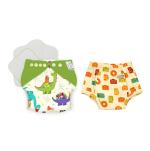 Snugkins New Age Cloth Diapers for Babies (3m-2 yrs) + 1 Wet-Free Organic Cotton Prefold Pad +1 Booster Pad - Birthday Bumps + 1 Potty Training Pant Size 3 (3-4yrs) - Picture Perfect