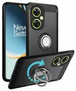 Unistuff Back Case Cover for OnePlus Nord CE 3 Lite 5G with Magnetic Kickstand | Premium Matte Finish | Camera Bump Protection | Rubberized Ring Cover - Night Black, 78270